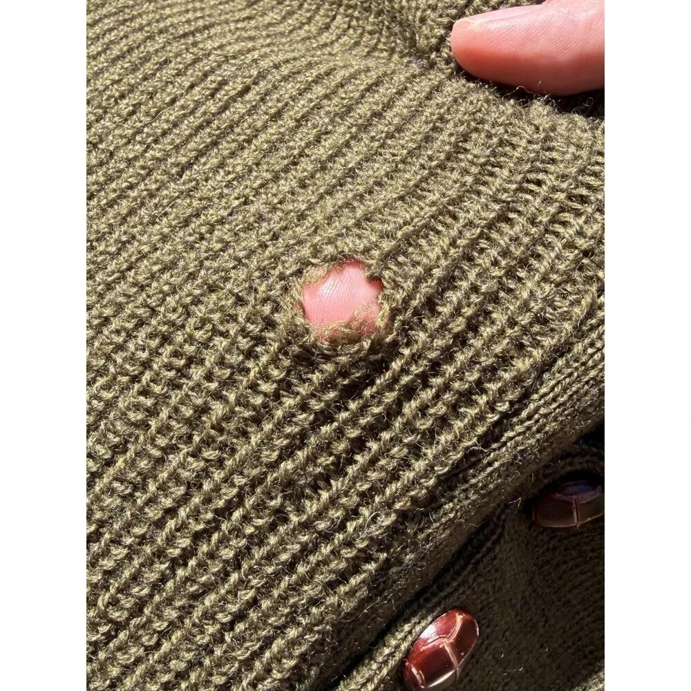 Vintage LL Bean Military Commando Henley Sweater 100% Wool USA Made 80s READ